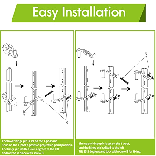 TPost Gate Hinge Pins Heavy Duty Gate Hanger, Hang A Gate From A Metal T Post, Steel Gate