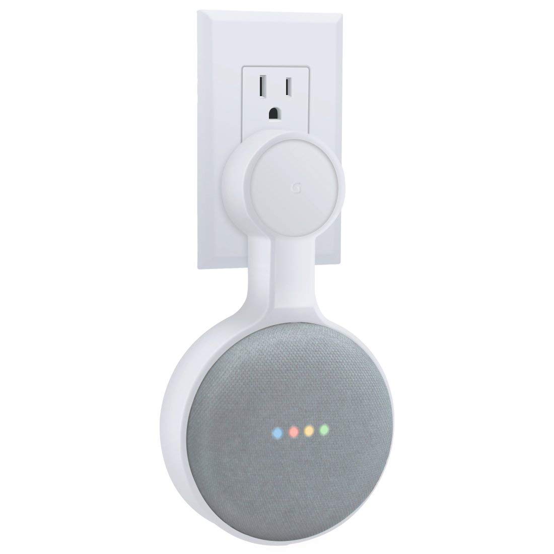 Lamodee Outlet Wall Mount Stand Hanger for Google Home Mini Voice Assistants,Compact Case Plug Hiding The Cord in Kitchen Bedroom Bathroom,A Space-Saving Accessories (White, 1Pack)