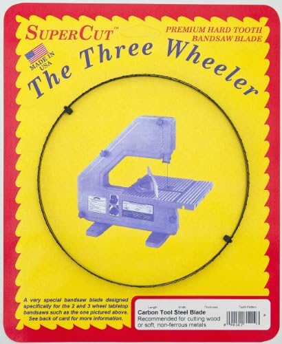 SuperCut 37600 62-Inch 1/4-Inch by 0.014 by 14 T.P.I. Three Wheeler Carbon Tool Steel Bandsaw Blade Recommended for Cutting Wood or Soft, Non-Ferrous Metals