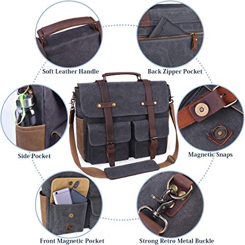 image for NUBILY Laptop Messenger Bag for Men 15.6 Inch Waterproof Vintage Waxed