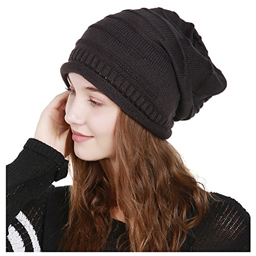 Winter Knit Hat, Proboths Slouchy Winter Women Girl Warm Chunky Thin Cable Knit Hat Beanie Skull Cap Dark Gray