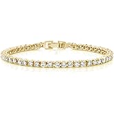 Gem Stone King 14K Gold Plated Cubic Zirconia Classic Tennis Bracelet | Gold Bracelets for Women | 10.00 Cttw | Size 7 Inch