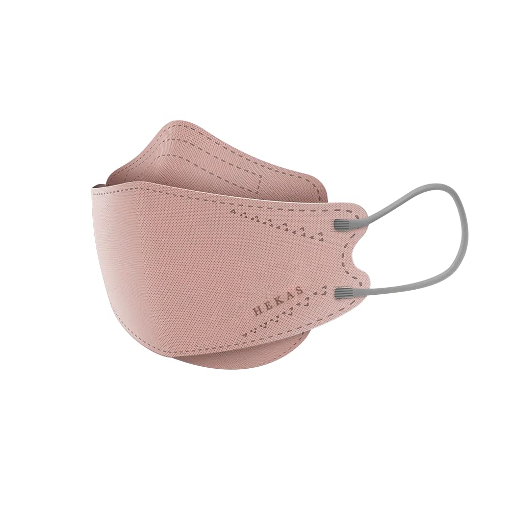 HEKAS® 5 Pack Face Masks for Men, Women, UK Certified FFP2, Face Mask to Protect - Dust & Bacteria, Cotton Face Masks for Winter, Cycling, Work, IIR Filter Efficiency ≥ 99%, Soft Earloops, Dusty Rose