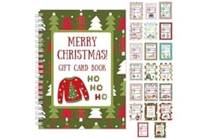 Merry Christmas Gift Card Book, Christmas Gift Card Book, 7 x 5 Inch Holiday-Themed Gifts Cards Books Holder, Greeting Cards 