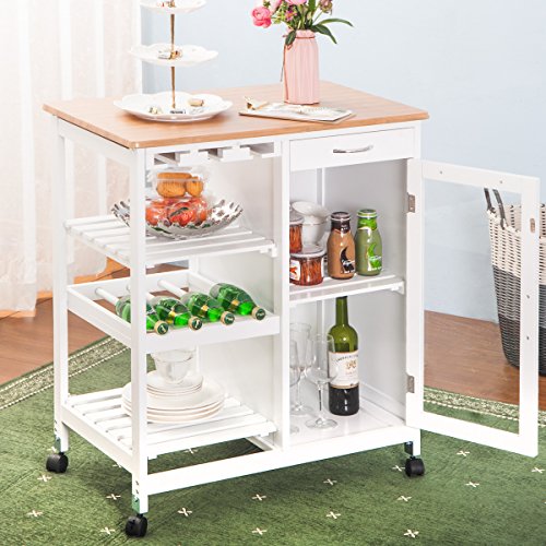 Merax wf036473kaa kitchen island portable storage trolley cart wi…