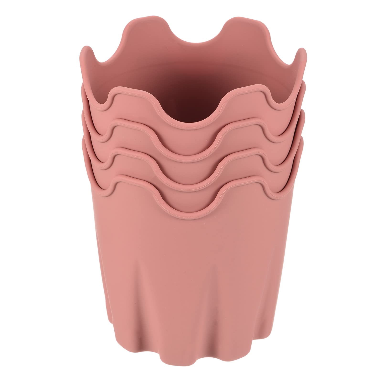 PATIKIL Silicone Plant Pot 4", 4 Pack Round Flower Planter Decorative Container for Indoor Outdoor Gardening, Pink