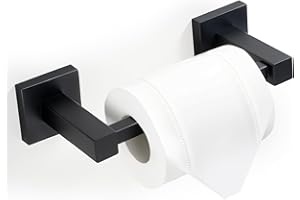 HITSLAM Black Toilet Paper Holder, SUS304 Stainless Steel Toilet Paper Roll Holder Wall Mounted, Double Post Pivoting Square 