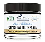 Viva Doria Activated Charcoal Natural Teeth Whitening Toothpaste - Peppermint, 3 oz glass jar