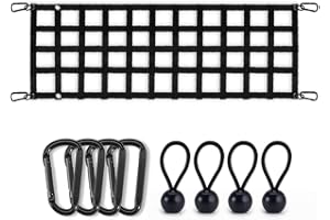 BARTOO Tailgate Net for Pickup Truck Bed, 60'' x 18'' Tailgate Mesh Cargo Net for Full Size Truck, Heavy Duty Cargo Netting with Hooks for Chevrolet, Ford, Toyota, GMC, Jeep, Black