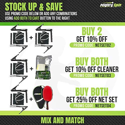 MightySpin Premium Ping Pong Net - Table Tennis Clipper Net and Post Set Stretches to 72", Tournament-Ready, Replacement Nets Fit Any Table for Indoor or Outdoor Play - Easy to Setup