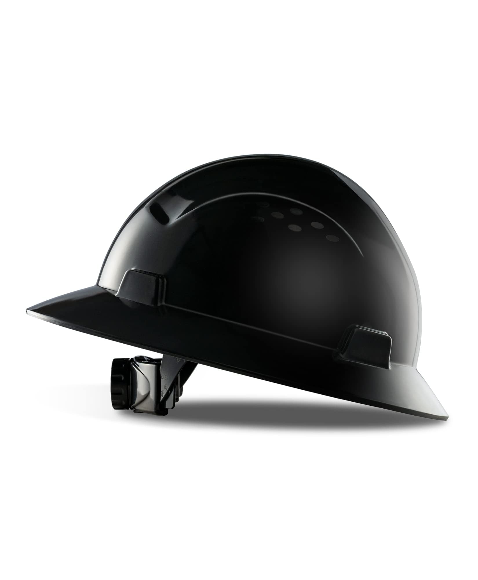 Photo 1 of PACIFIC PPE Full Brim Hard Hat, OSHA Construction Work Approved, HDPE Safety Helmet with 4 Point Adjustable Ratchet Suspension, Class E, G & C, Black
