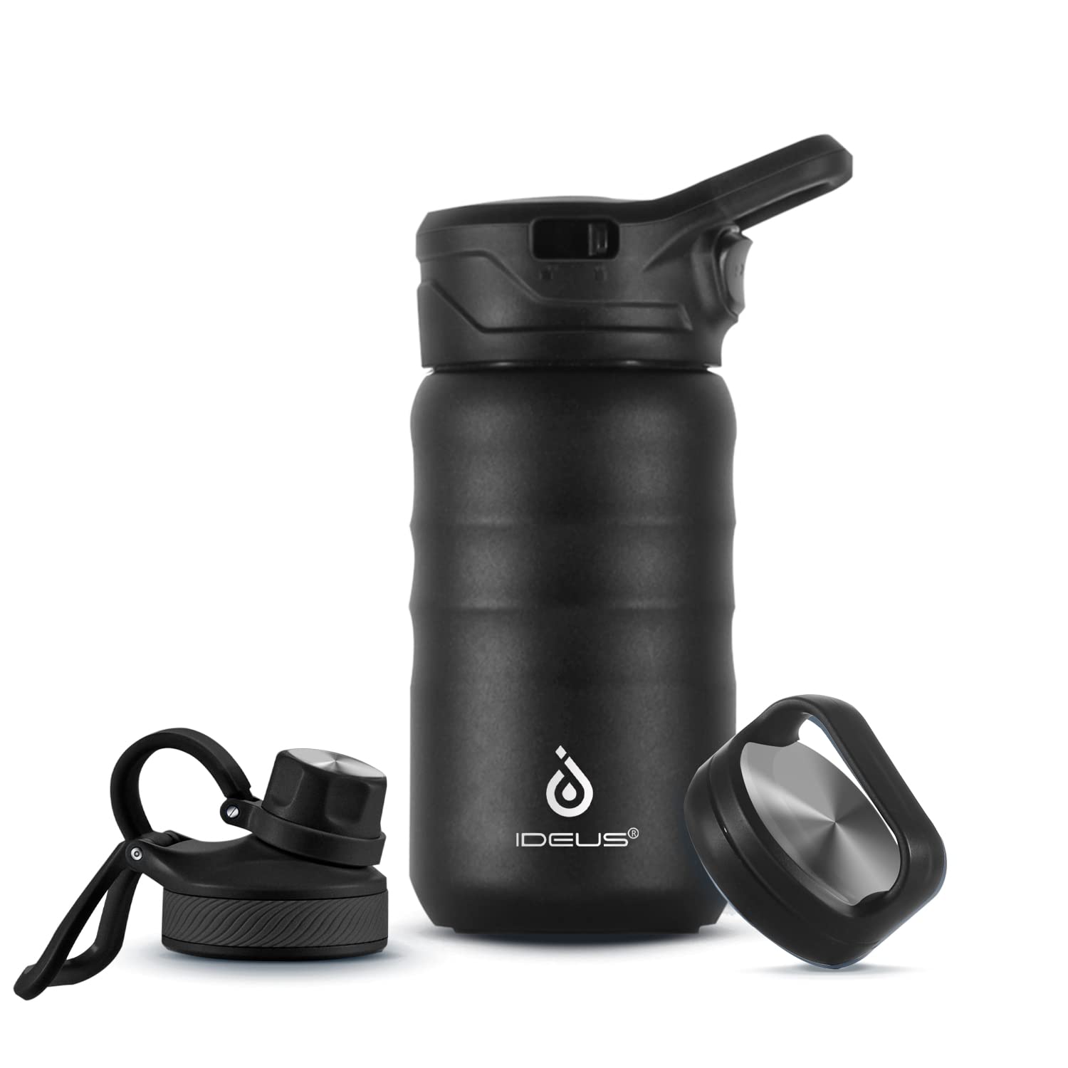 IDEUS Insulated Water Bottle 360ml/12oz, Stainless Steel Water Bottle for School, Insulated Bottles with Straws Leakproof, Vacuum Double Wall Water Bottles for Boys and Girls with 2 Lids, BPA Free — image 1