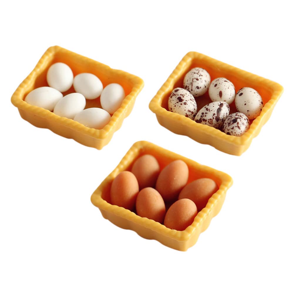 Toddmomy 3 Sets of Dollhouse Egg Tray Miniature Egg Cartons Resin Egg Holder Mini Eggs Storage Box Egg Container Egg Storage Bin Eggs Dispenser for Kids Pretend Play Toys