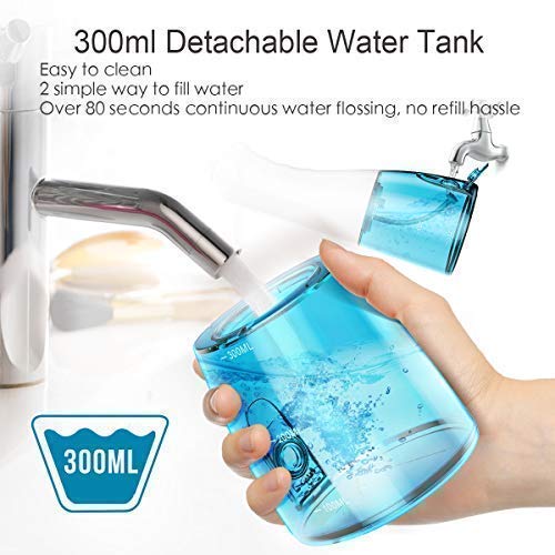 iTeknic Water Flosser for Teeth, 300ml Professional Cordless Dental Oral Irrigator with 5 Jet Tips Teeth Cleaner for Braces, 3 Modes, IPX7 Waterproof for Home Travel, USB Rechargeable
