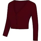 MINTLIMIT Women's Cropped Shrug Bolero 3/4 Sleeve Button Down Cardigan Sweater