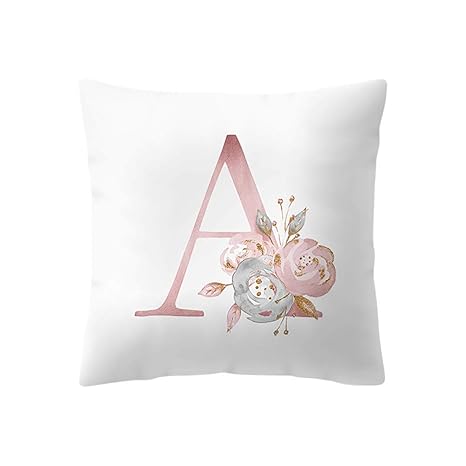 Watopi Pink Soft Pillowcase Alphabet Letter Cushion Cover