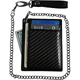 Minimalist Carbon Fiber RFID Blocking Anti-Theft Wallet w/ Removable Chain