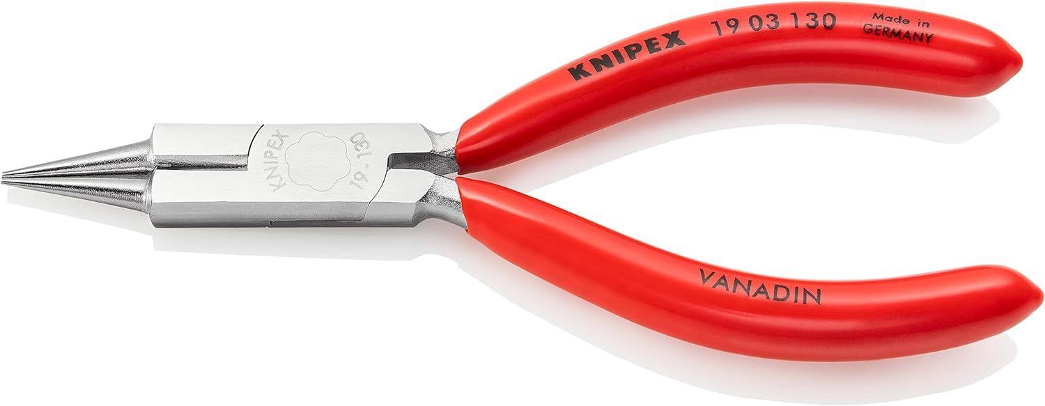 KNIPEX Snipe Nose Side Cutting Pliers (Jewellers' Pliers) Chrome-Plated with Plastic Coating 130 mm, 19 03 130
