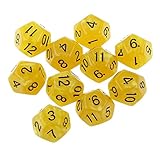 Pack of 10 Yellow Twelve Sided D12 Dice Playing D&D Warhammer RPG Board Game Favours