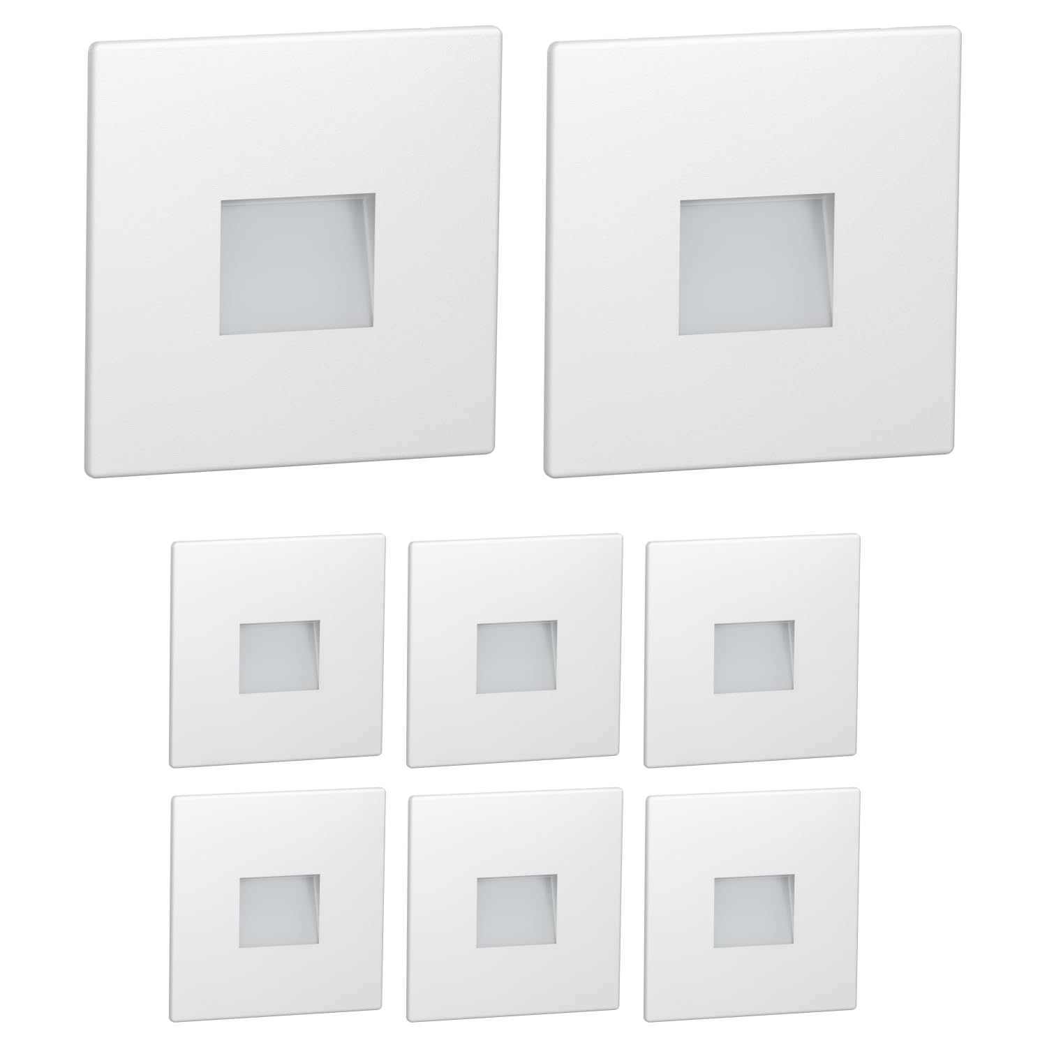 ledscom.de 8 LED Staircase Light/recessed wall Light FOW for Indoors and Outdoors, Downlight, Angular, 85 x 85mm, Cool White