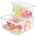 Kitchen Organizer Freezer Refrigerator Storage - 3 Sets Stackable Boxes 4.5Qt Plastic BPA Free Reusable Containers Meal Prep Food Bin for Fridge, Pantry, Shelves, Home with Lids and Handle (UPGRADE)