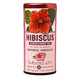 The Republic Of Tea Natural Hibiscus Superflower Herbal Tea, 36 Tea Bags, Ruby Red Hibiscus Fine Blend