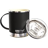 asobu Ultimate Ceramic Travel Mug, 12oz Insulated Stainless Steel Coffee Cup with Handle & Splash-Resistant Lid, Ceramic Lined for Pure Taste, BPA-Free, Double-Wall Vacuum for Hot Drinks
