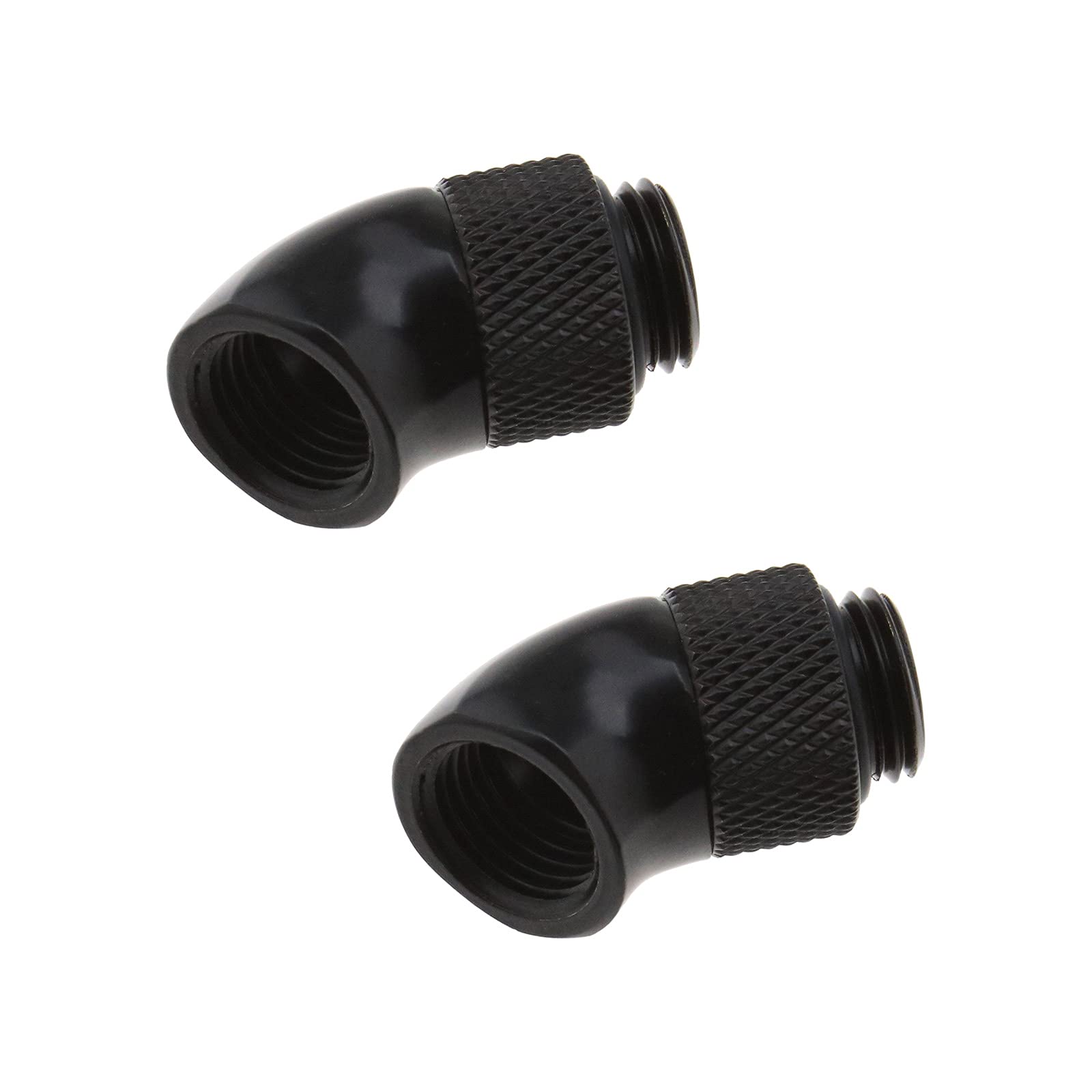 The Lord of the Tools 2x 45 Degree G1/4 Thread Elbow Tube Fitting Connector Male to Female Extender for PC Water Cooling Soft Pipe