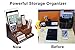 TV Remote Control Holder, Bed Side Organizer Caddy, Nightstand Storage Box with Multiple Compartments , Office or Home Desk Stationery holds Apple Phones, Tablets, Books, Glasses, (Brown)