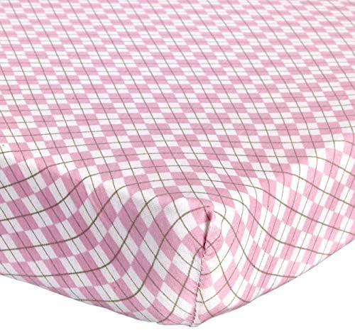 Abstract Unisex Baby Argyle Fitted Portable Crib Sheet - 525-A - Pink, Medium