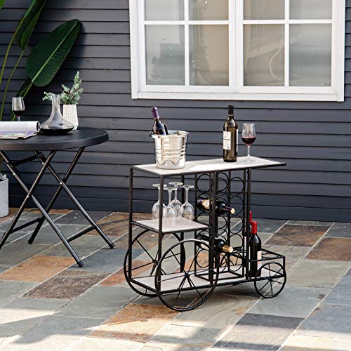 16Bottle Mobile Bar Cart with Wine Rack Storage, Featuring an