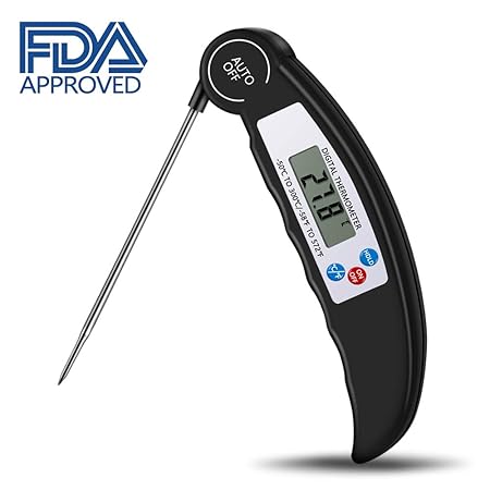 Digitale Küchenthermometer, Nasharia Haushaltsthermometer Kochthermometer mit langer Sonde, Sofort Lesbar LCD-Bildschirm, Kor