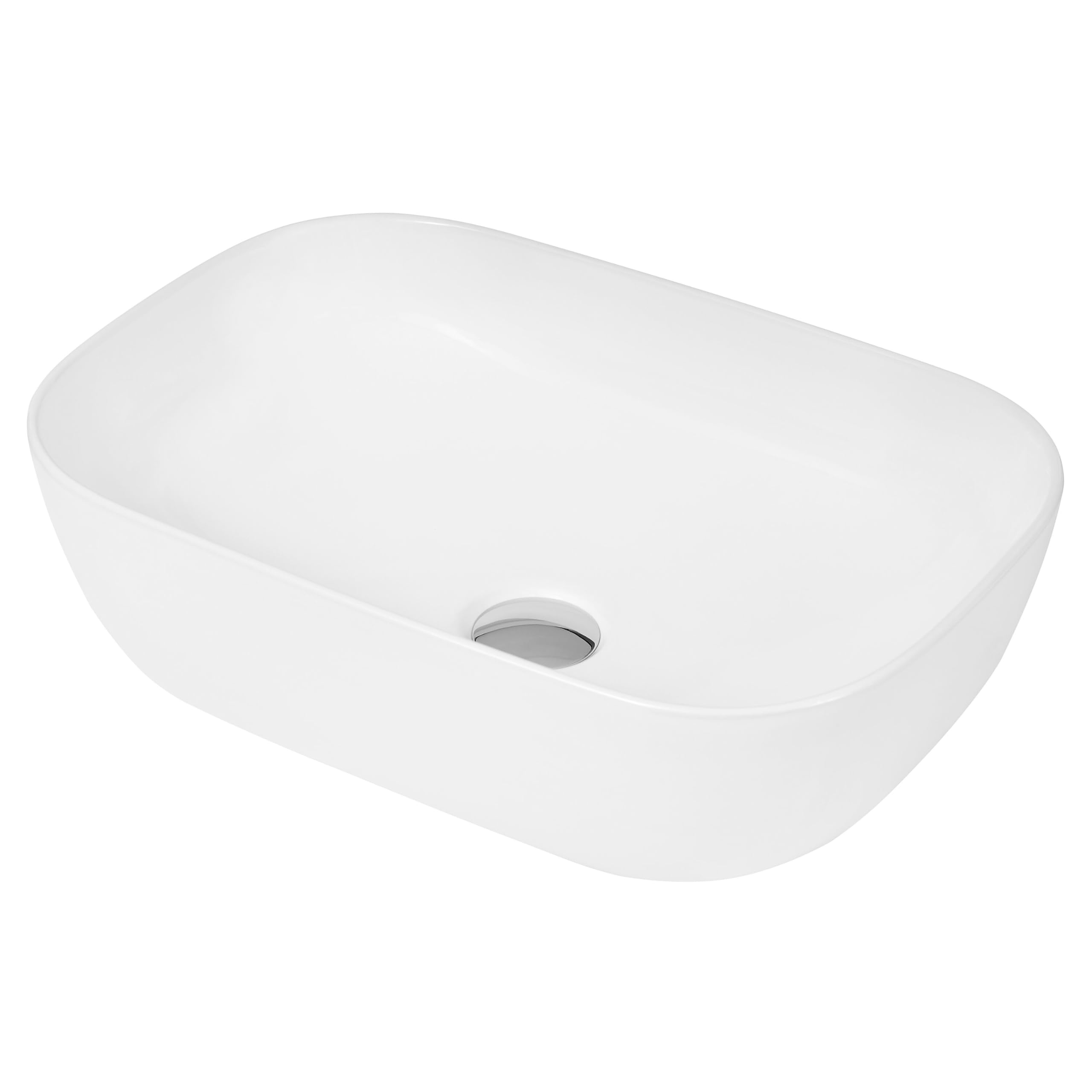 Balterley 450mm Countertop Vessel Bathroom Sink, Ceramic Soft Square Bowl Bathroom Wash Basin Sink, No Tap Hole, Countertop Basin Sinks for Bathrooms and Cloakroom - 455 x 325 x 135mm (White)