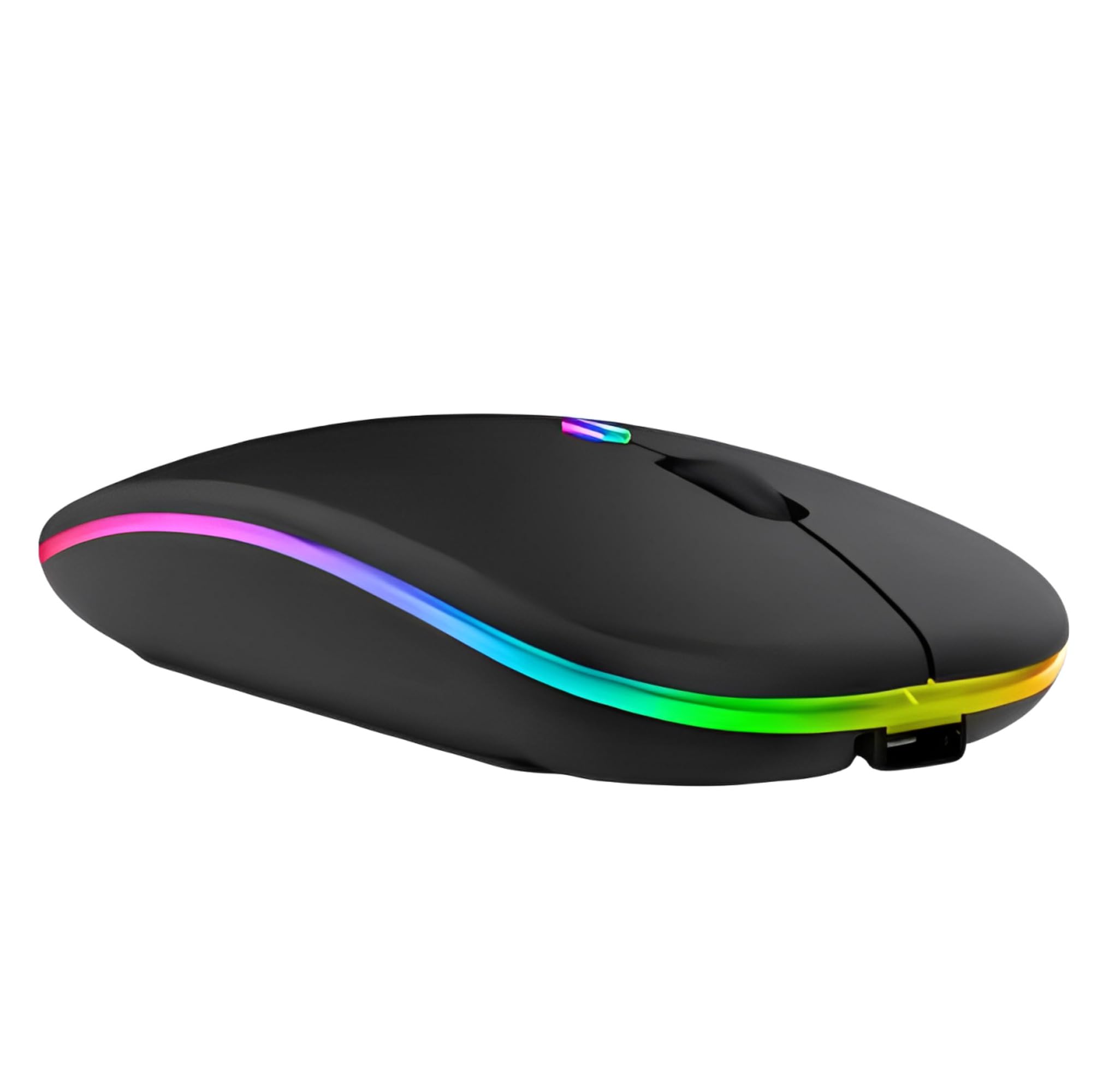 Photo 1 of Wireless Bluetooth Magic Mouse - Rechargeable, Slim RGB Backlight, 2.4GHz Type-C Nano USB Receiver, Dual Mode Connection for Laptop/PC/Mac/iPad/Computer (Onyx Black)