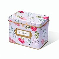 Jot & Mark Recipe Card Complete Gift Box | Decorative Tin Box, Recipe Cards, Index Dividers (14 dividers, 50 4x6 inch Cards, 1 Box)