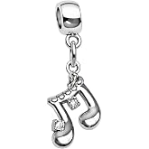 LaBenie Dangle Music Note with Clear Crystal Charm Bead