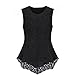 Aokin Ladies Scoop Neck Sleeveless Lace Shirt Blouse Top (M, Black)