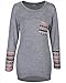 STYLEWORD Women's Long Sleeve Round Neck Patchwork Casual Loose T-Shirts Blouse Tops(Gray,XL)