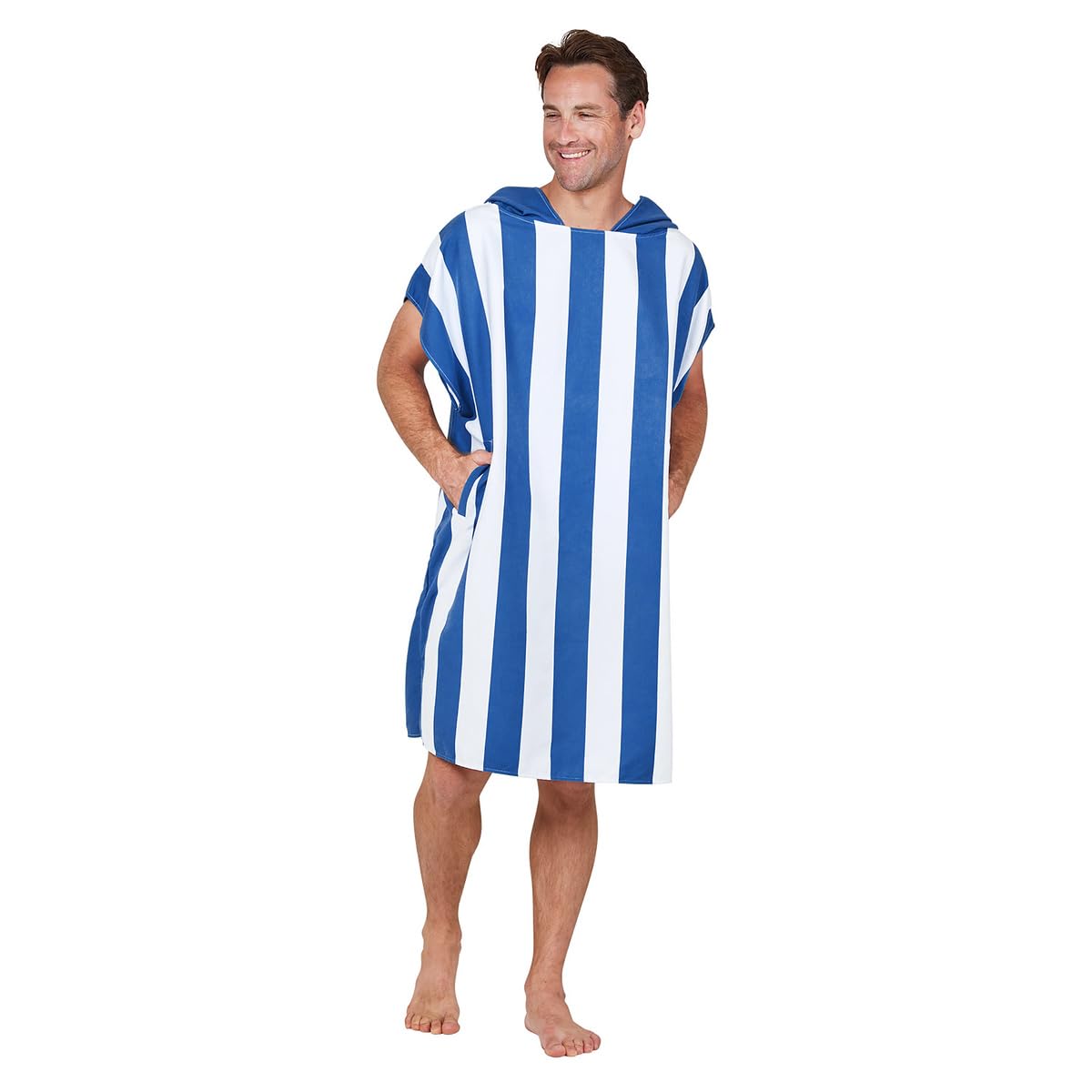 Dock & Bay Adult Beach Poncho - Hooded Towel with Deep Pockets - For Beach & Pool - Super Absorbent, Quick Dry - Cabana - Whitsunday Blue, Small (85x65cm, 33x26)