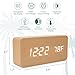 Bamboo Wood Digital Alarm Clock - 3-Level White LED Time, Date, Temperature Display - Sleek, Modern Design - Voice Control, 3 Alarms, USB - Portable Wooden Clocks for Bedroom, Bedside, Travel