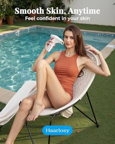 Haarlosy IPL Laser Hair Removal Device for Women and Men 3-in-1 Lazer Hair Remover with 9 Levels Auto Mode 999,900 Flashes for Upper Lips Bikini Line All Body Salon Quality Result at Home, White Gold