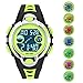 7 Colors Kids Sports Watches Children for Girls Boys Waterproof Military Dual Display LED Kids Watch (Black Green)