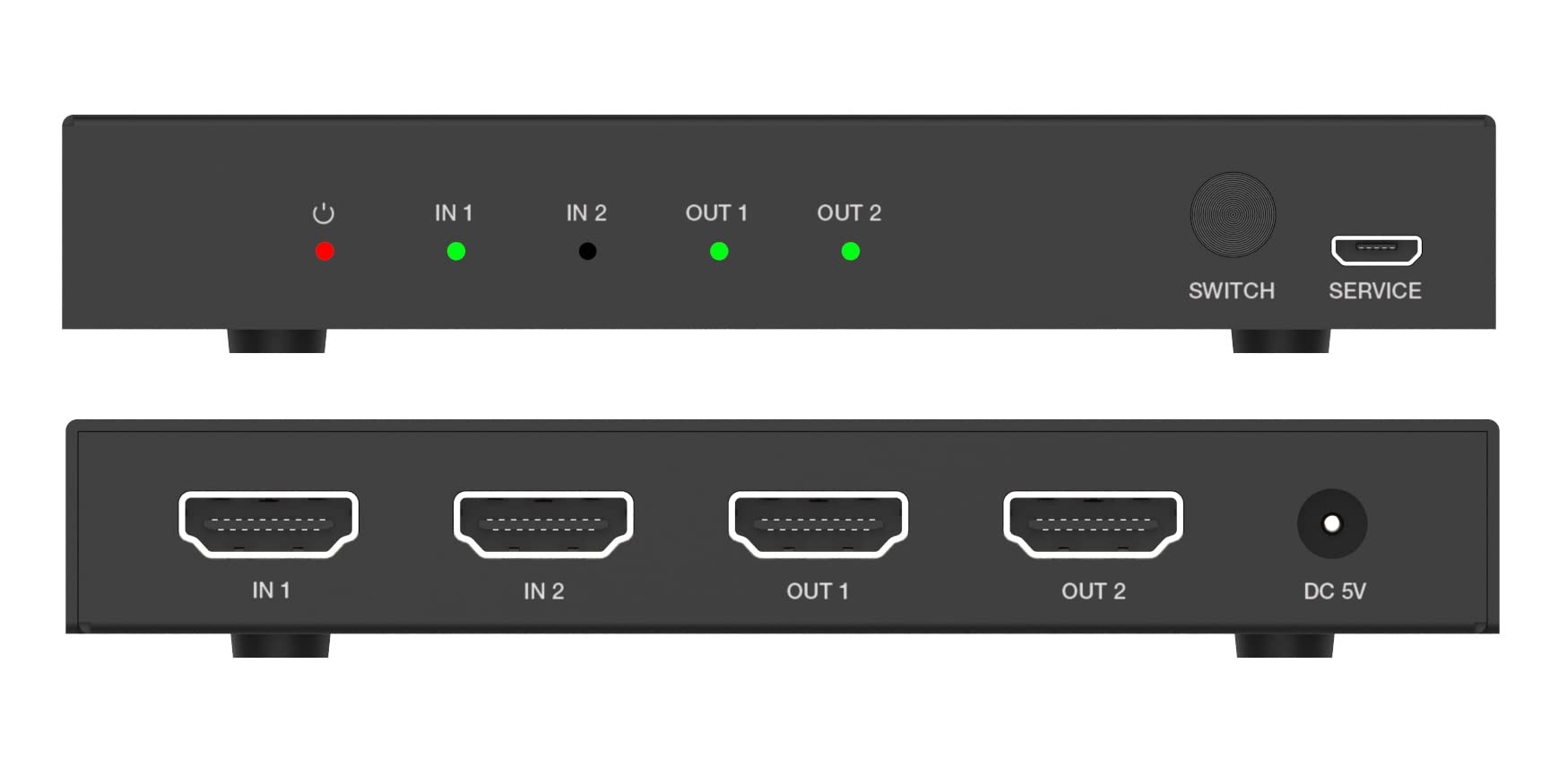 FOURKAY 2x2 8K@60Hz or 4k@120Hz UltraHD HDMI Splitter and Switch. 40Gbps. Display the same image on up to two 8K displays from either one of the 8K inputs