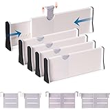 5 Pack Adjustable Drawer Divider Organizer - 4” High, Expandable from 11”-17” Drawer Separators with 4 Inserts, Plastic Dress