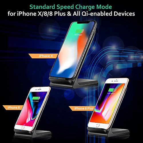 Comsoon iPhone X Wireless Charger, Wireless Charging Pad for iPhone X/ 8/ 8 Plus & all Qi Enabled Devices, Fast Charging for Samsung Galaxy S8/ S8+/ S7/ S7 edge /S6 edge+/ Note 5/ Note 8