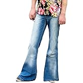 Mens Bell Bottom Jeans 70s Outfits for Men,Mens Bell Bottoms Disco Pants Bell Bottom Pants Jeans for Men