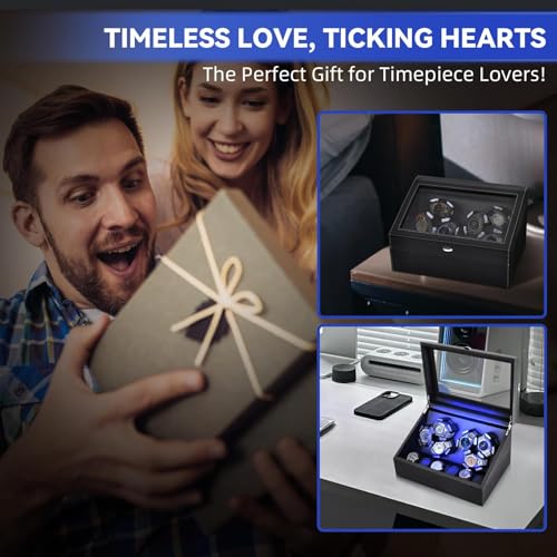 Watch Winder for Automatic Watches, Hightall Luxury Automatic Watch Case Box with Whisper-Quiet Motor, Anti-Scratch Memory Foam, Black 35 * 24 * 21Cm