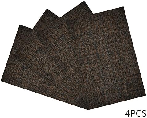 Rittiwood Crossweave Woven Vinyl Placemats set of 4 Heat Resistant Non-slip Washable Kitchen Table Mats For Party Family Dinner Home Kitchen Use (Brown)