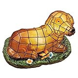 Solar Mosaic Dachshund Garden Figurine, Brown