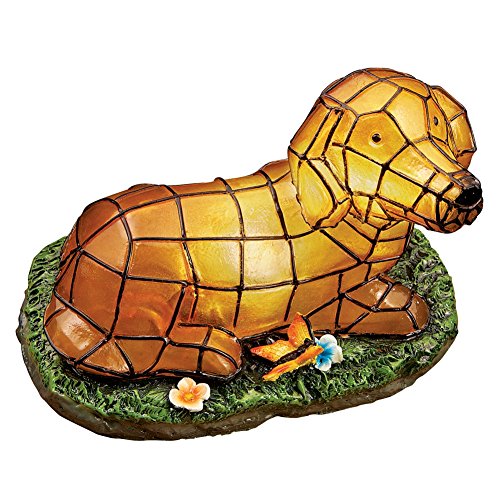 Solar Mosaic Dachshund Garden Figurine, Brown
